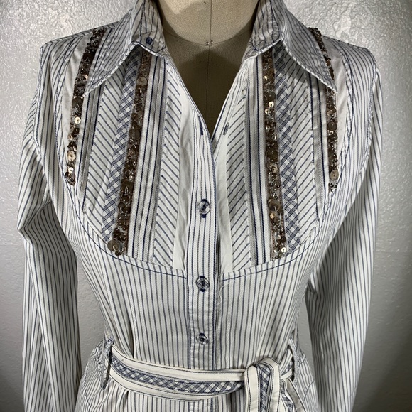 3J Workshop by Johnny Was Pinstripe Tuxedo Dutch Dress S NWT - Picture 2 of 9